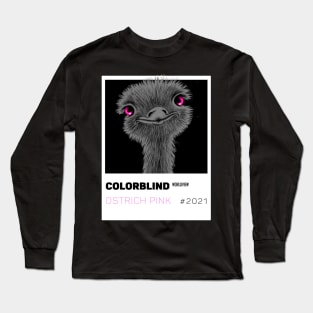 OSTRICH PINK - white card  by COLORBLIND WorldView Long Sleeve T-Shirt